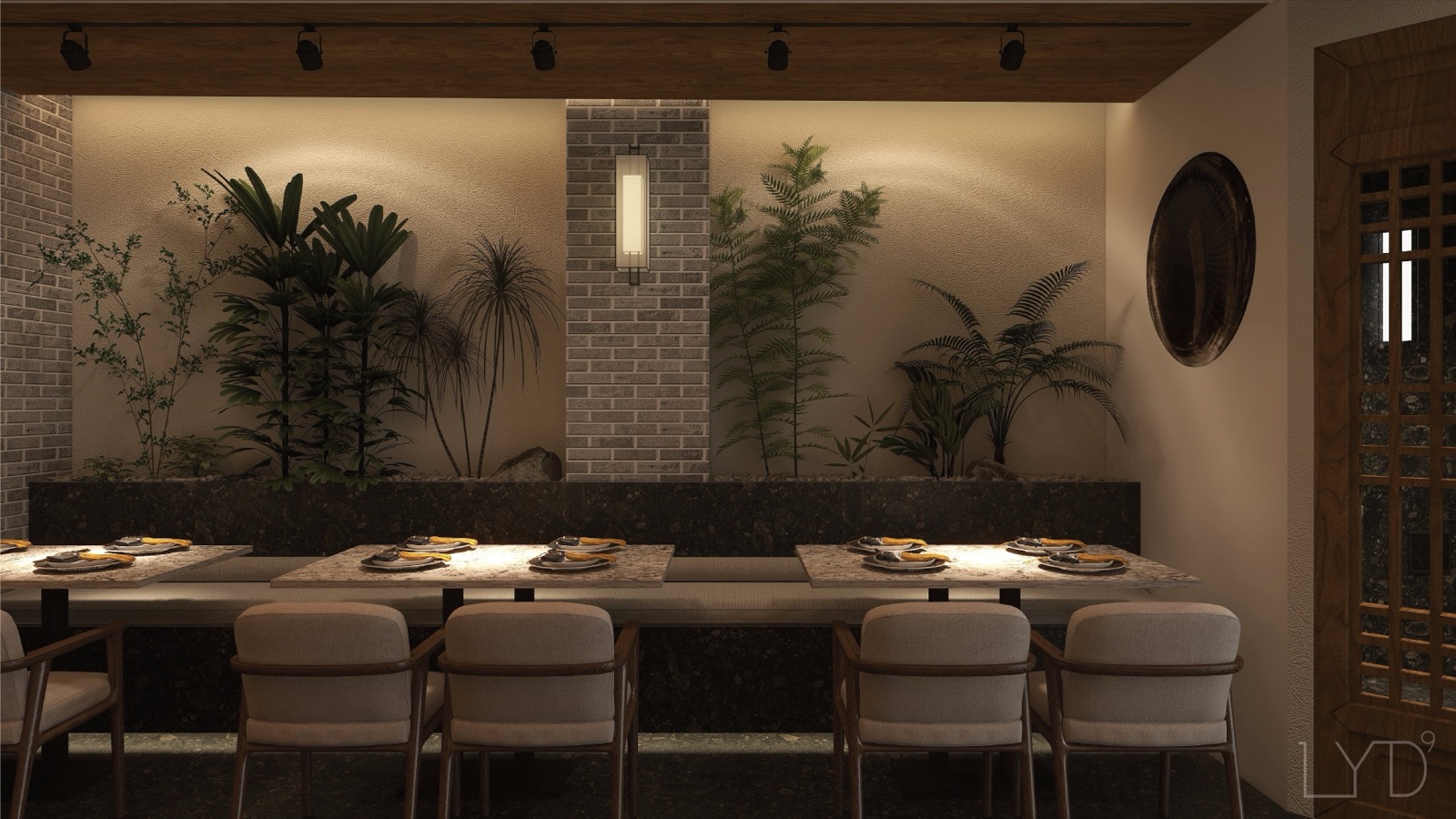 Mesas de la entrada del restaurante